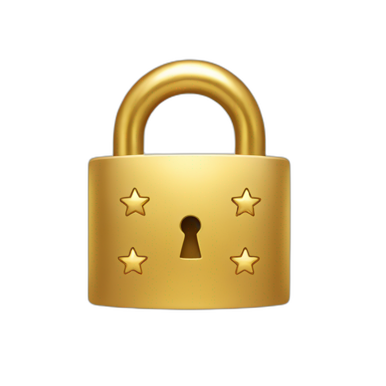 golden lock with stars in the background emoji
