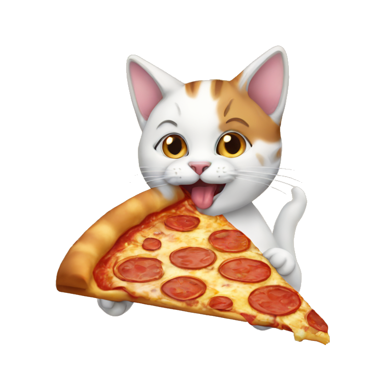 Cat eating pizza emoji