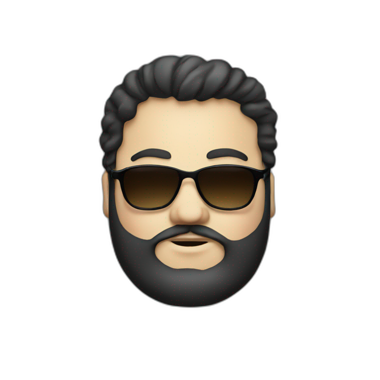 fat white guy with dark hair and beard with sunglasses emoji