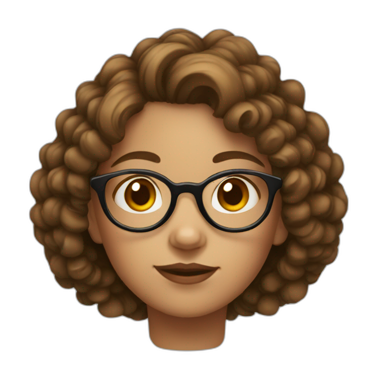 girl with round glasses and short brown curly hair emoji