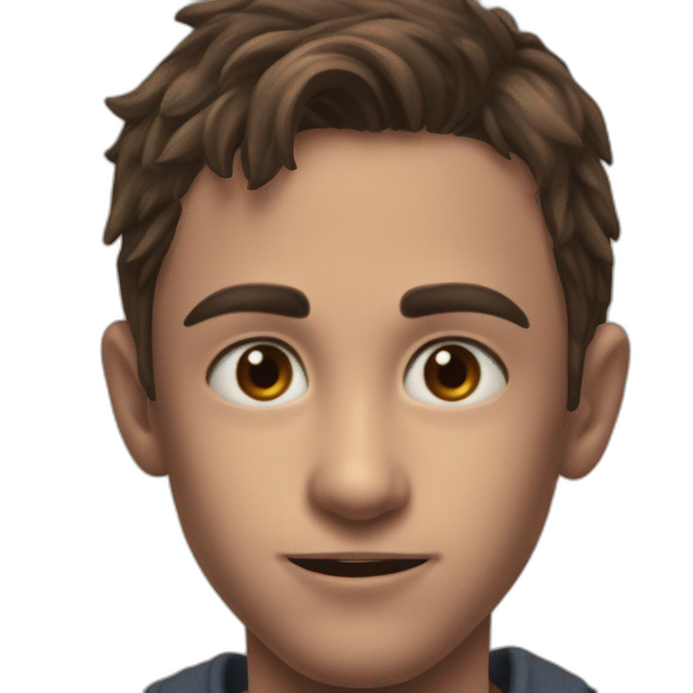 friendly brown-haired boy smiles emoji