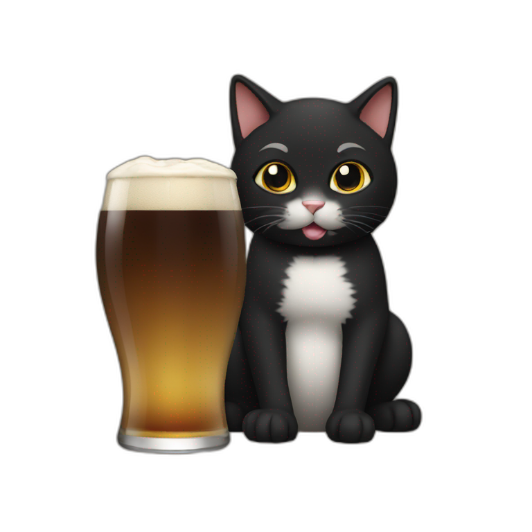 black beer drinking cat emoji