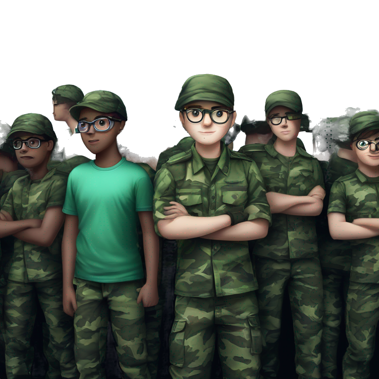 boys in military uniform crowd emoji