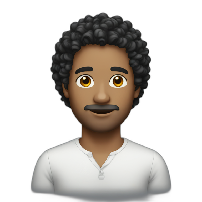 man-black-curly-hair-middle-parting emoji