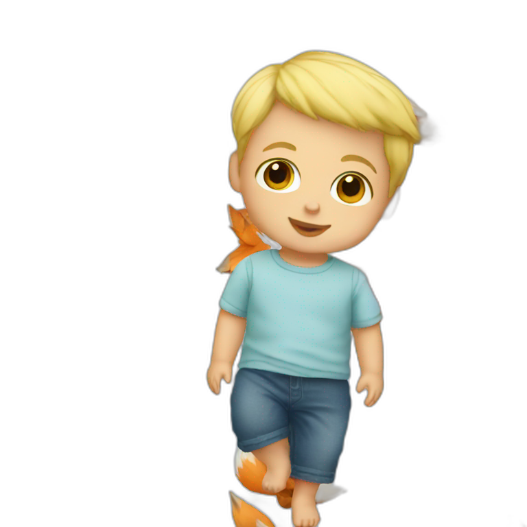 Blond Baby boy with fox plush emoji
