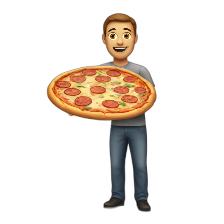 man showing pizza emoji