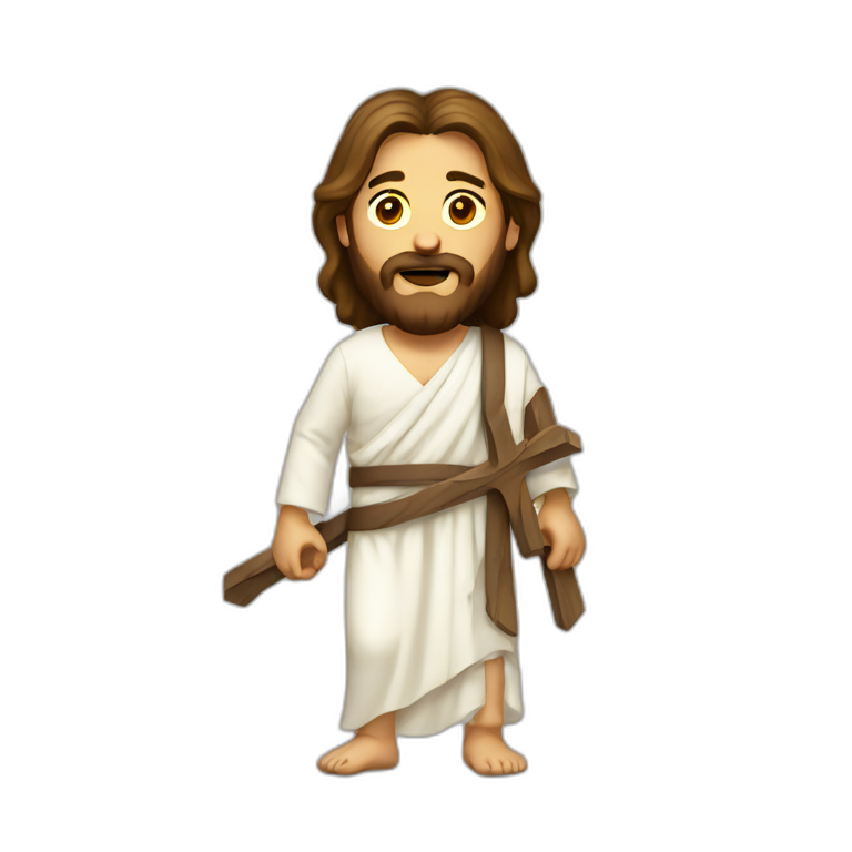 Jesus wounded and walking with cross emoji