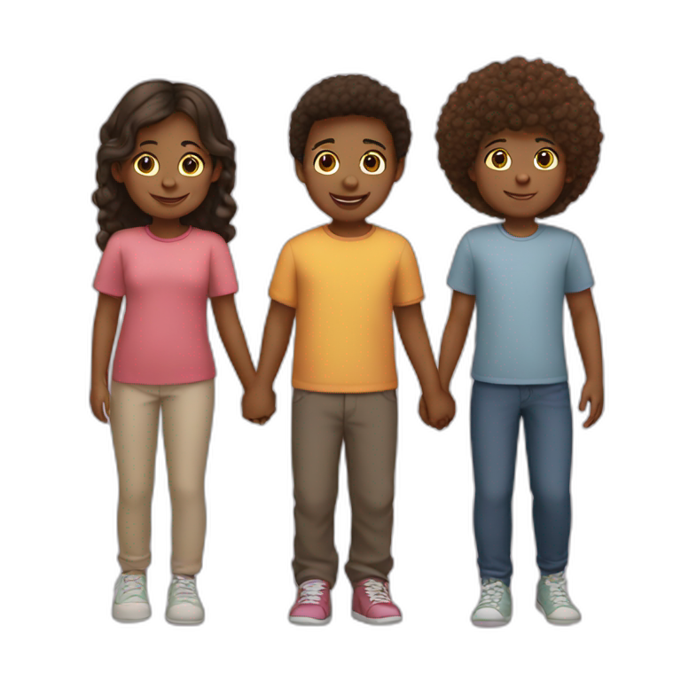 Four kids holding hands emoji