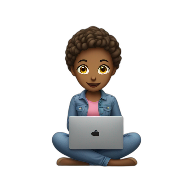girl with a cell phone and a laptop emoji