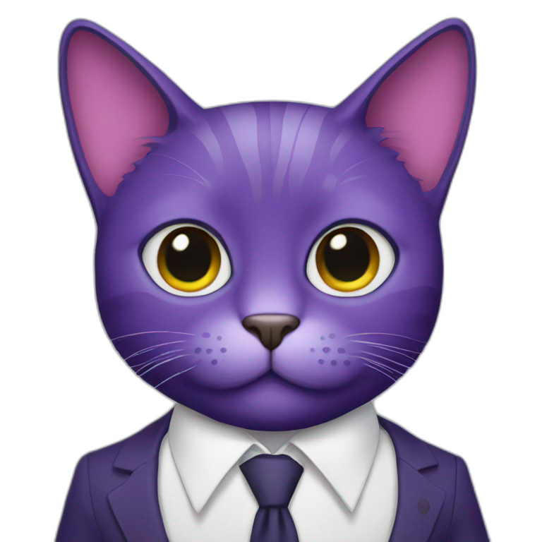 Purple cat in a suit emoji