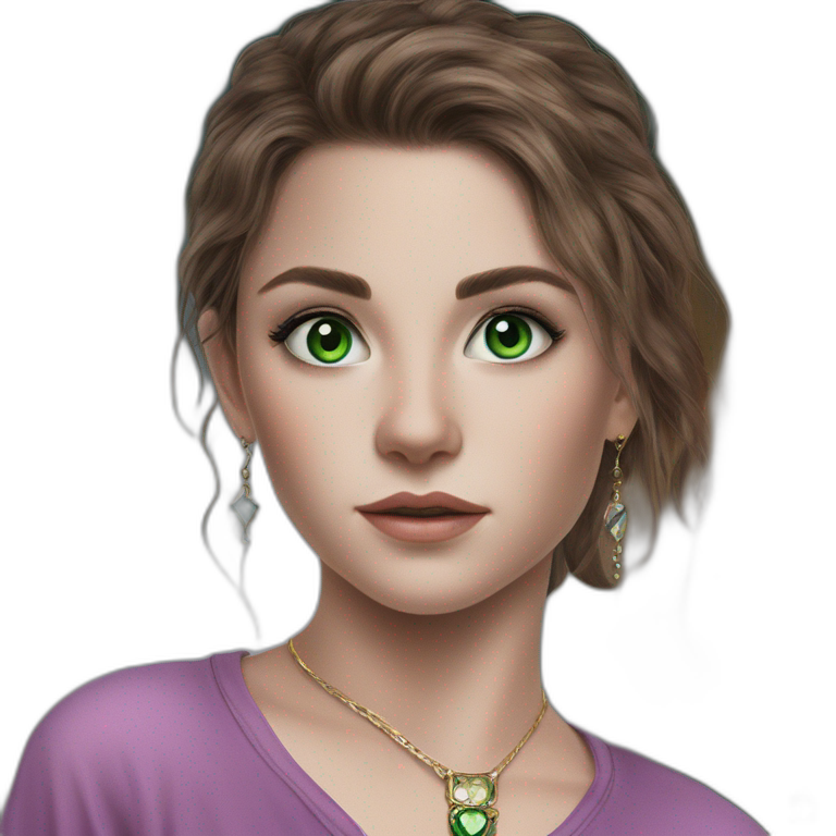green-eyed girl with jewelry emoji