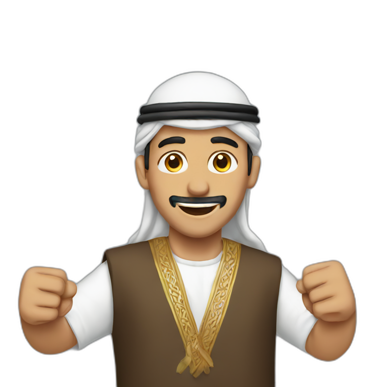 Arab man, cheering emoji