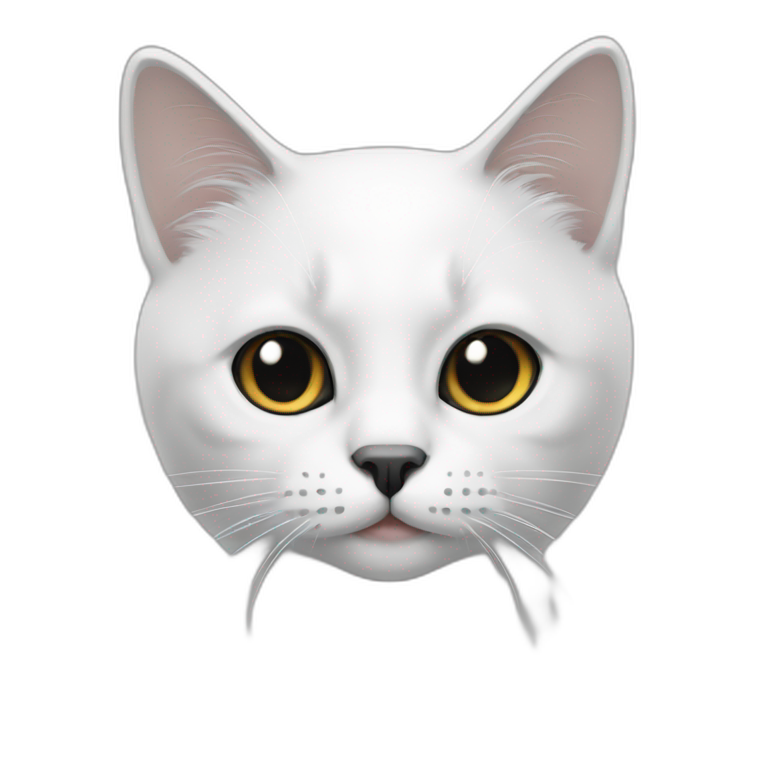 Cat White with black L on face emoji