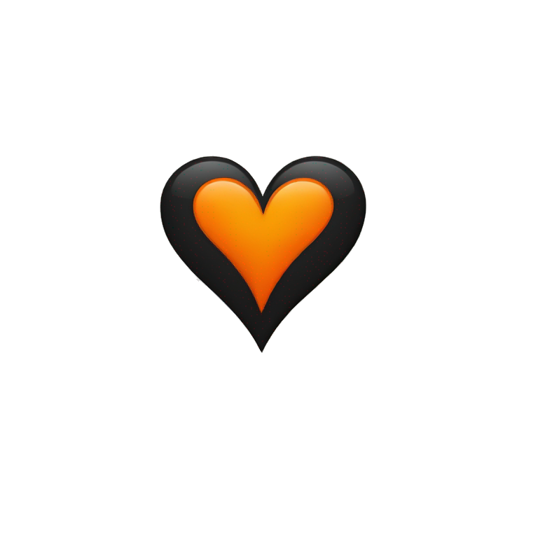 Half black and half orange heart emoji