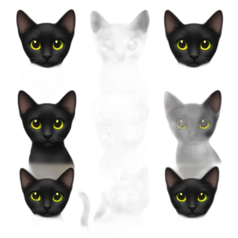 2 black cats one with green eyes and other with yellow eyes. emoji