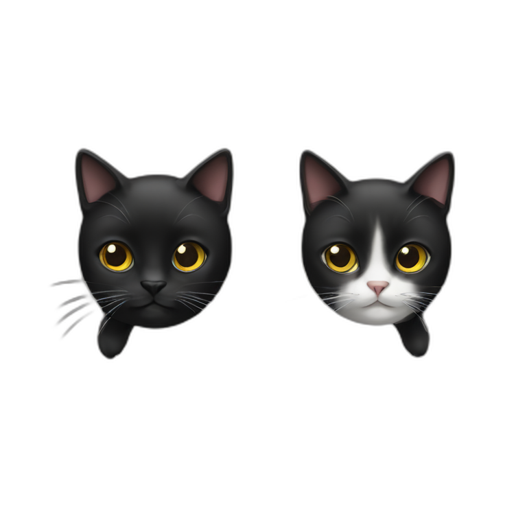 Two black cats, one smaller and fatter than the other emoji