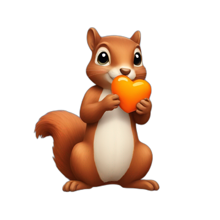 squirrel with orange heart in hands emoji