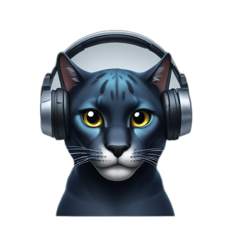 panther cat  wearing futuristic headphones emoji