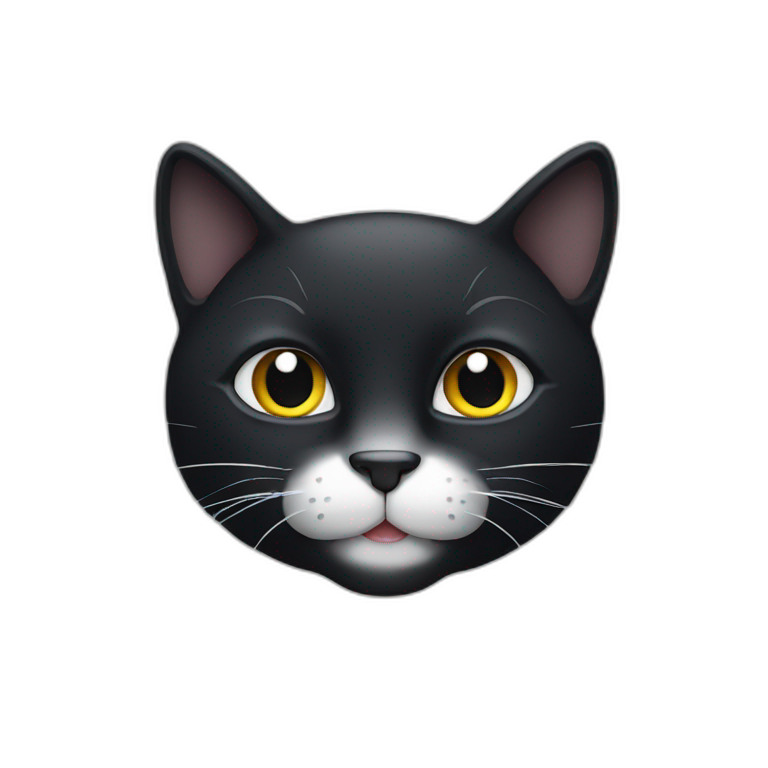 black cat with white mouth and white spot in the nose emoji