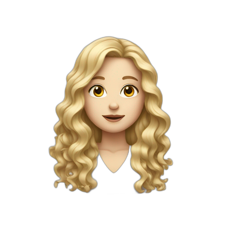 White girl with long wavy hair emoji