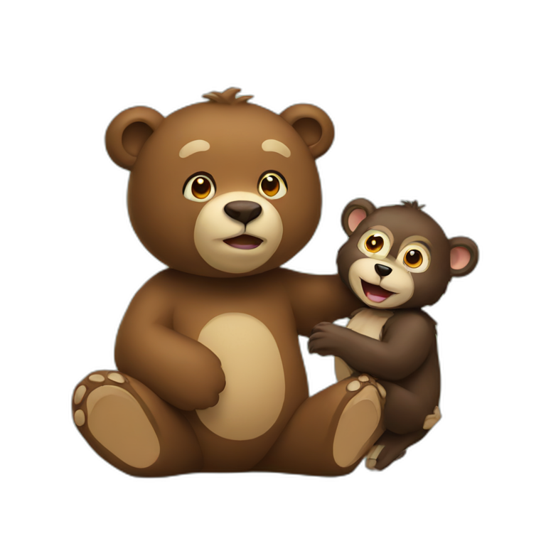bear holding a monkey emoji
