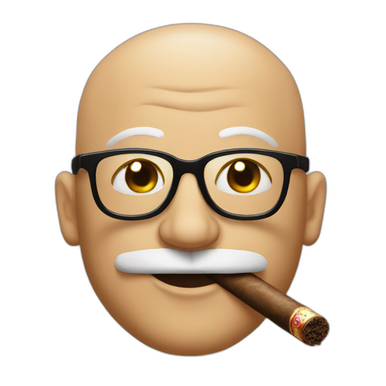 bald man with sunglsses smoking a cigar emoji