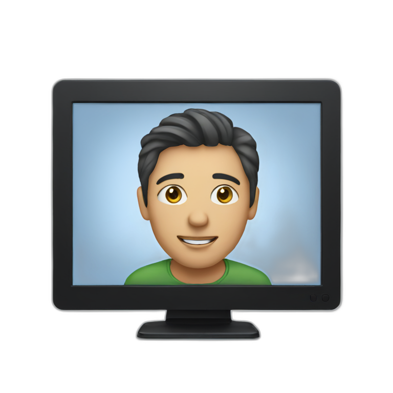 monitor with the video call on the screen emoji