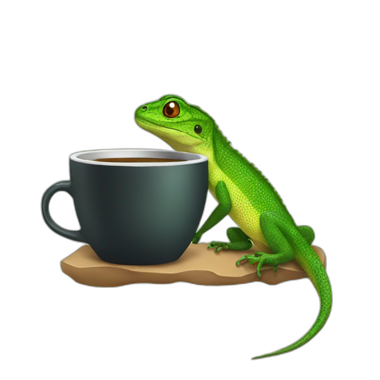 lezard drinking a cup of coffee emoji