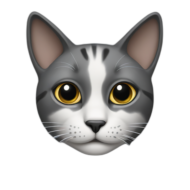 cat with white nose and grey and black ears emoji