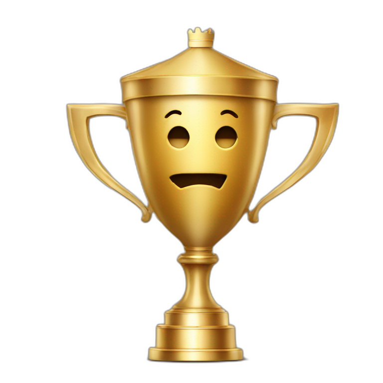 royal big empty Christian trophy for the winner with a cross on royal background  with number 2 emoji