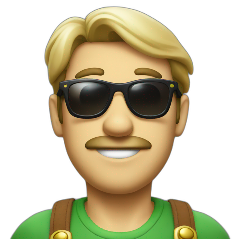 Luigi wearing sunglasses emoji