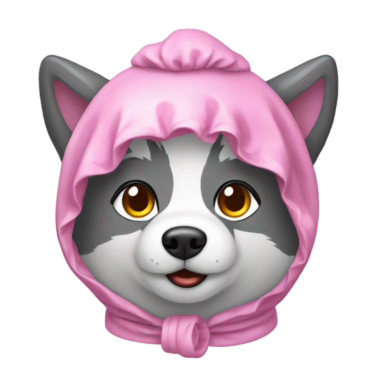 Cute little Chubby Wolf with shower cap emoji