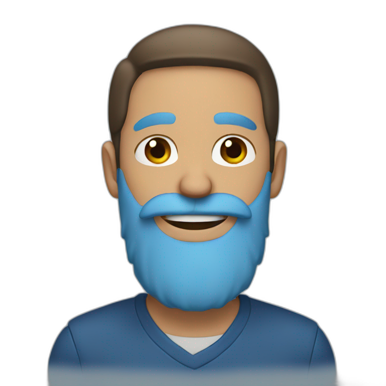 man with brown beard and blue hair emoji