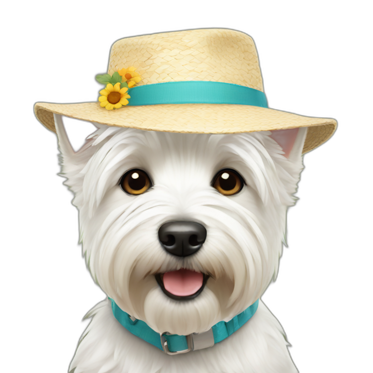 Westie with summer hat emoji