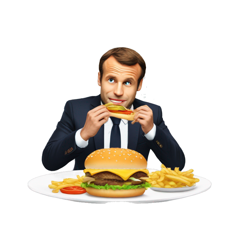 Macron qui mange un hamburger  emoji