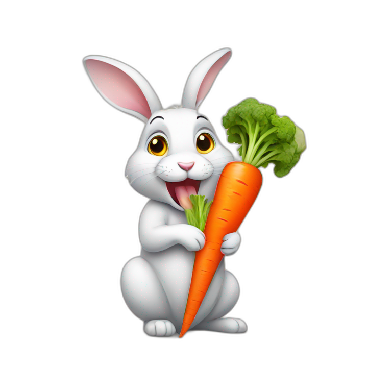 rabbit eating a carrot emoji