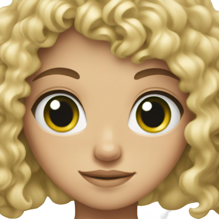 Blonde girl with dark green eyes and curly hair emoji