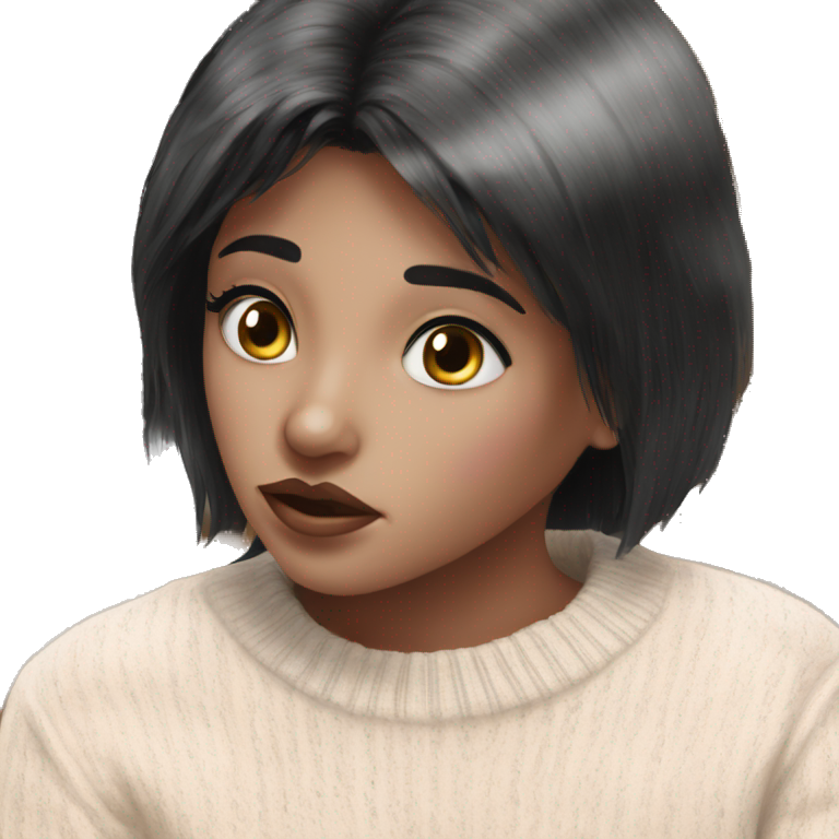 cozy girl in black sweater emoji
