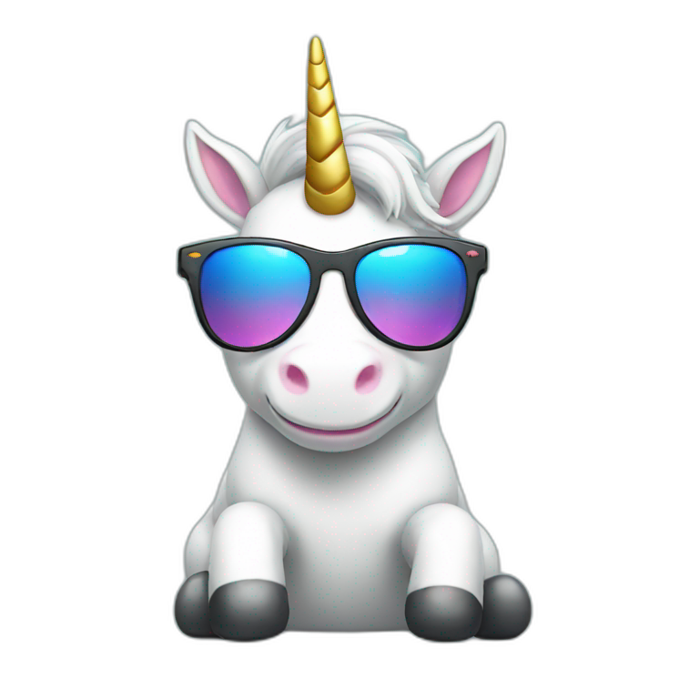 cute Unicorn wearing sunglasses emoji