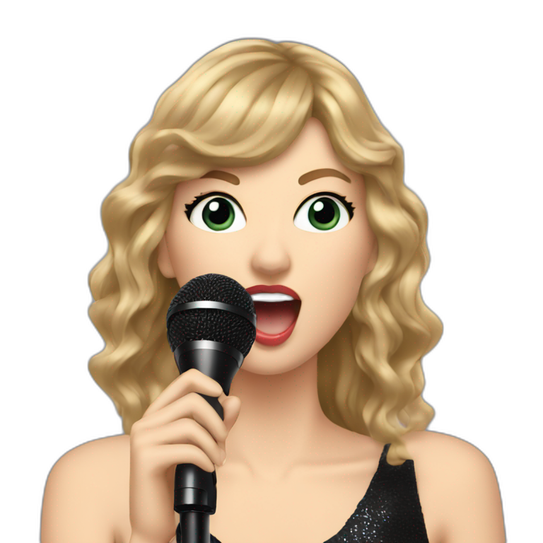 Taylor Swift singing into a black microphone emoji