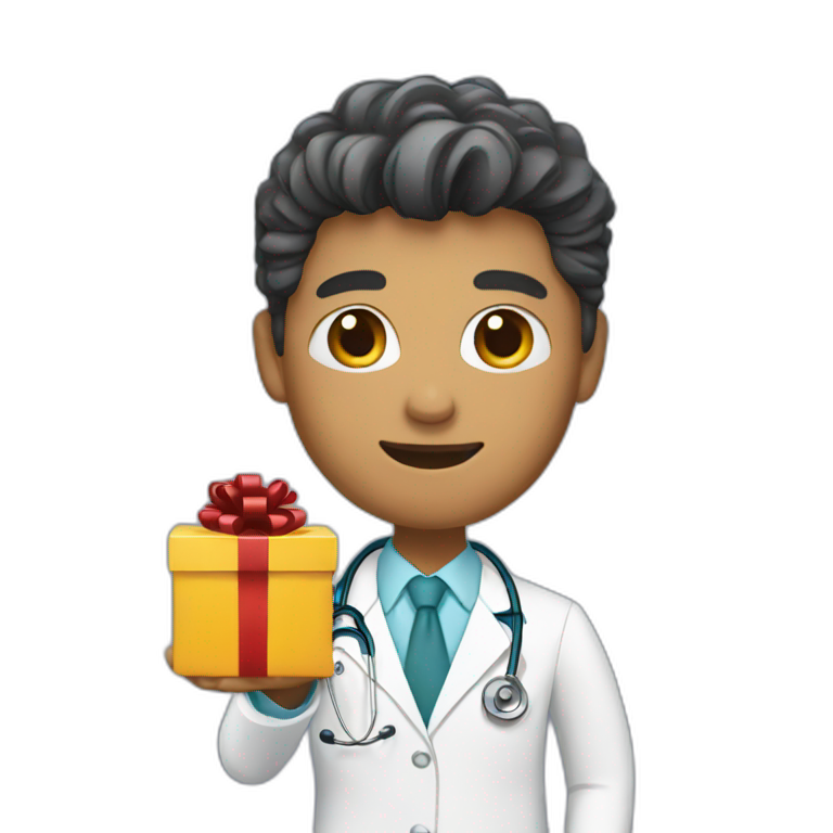 a doctor holding a present emoji