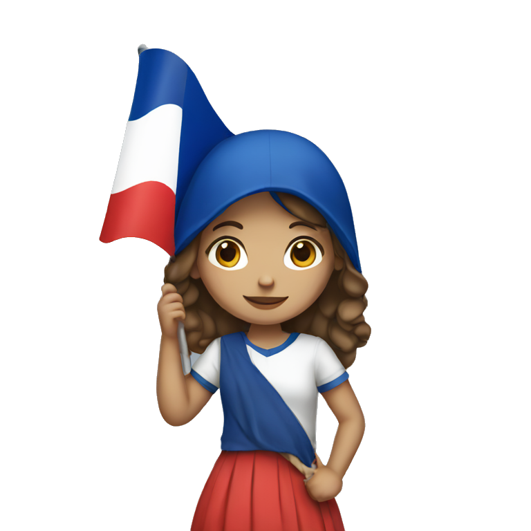 Girl holding France flag emoji