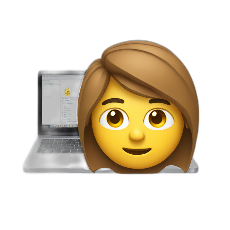 Developer with jumper coding on a macbook emoji