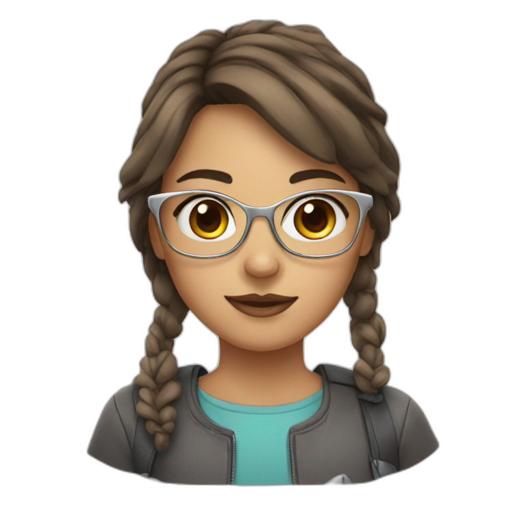 Girl with brown eyes and brown hair with silver glasses  emoji