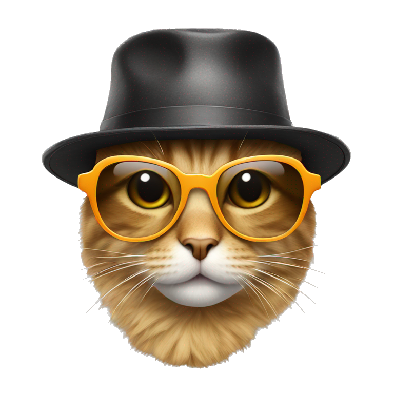Cat with sunglasses and funny hat emoji