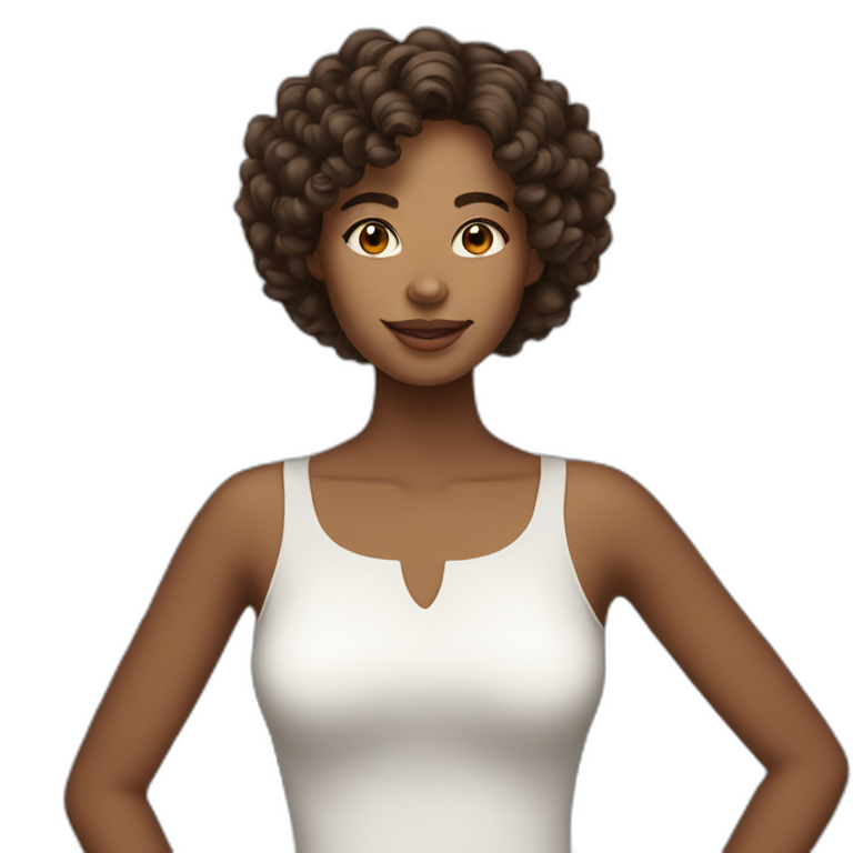 woman with medium brown skin with medium length curly hair emoji