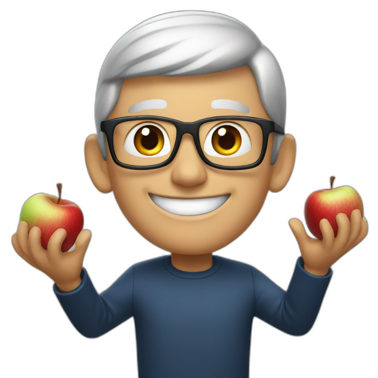 Tim Cook celebrating with apple emoji