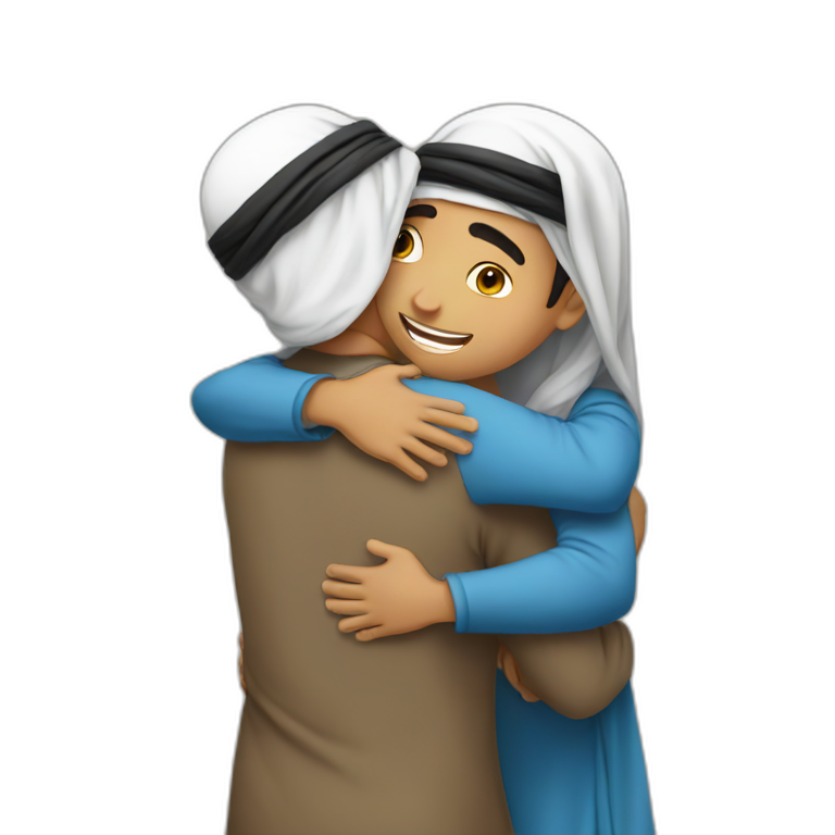 Arab boy hug emoji