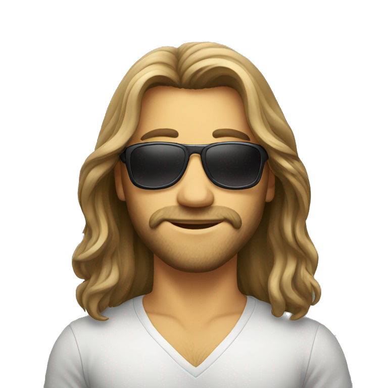 Long hair male, sunglasses emoji