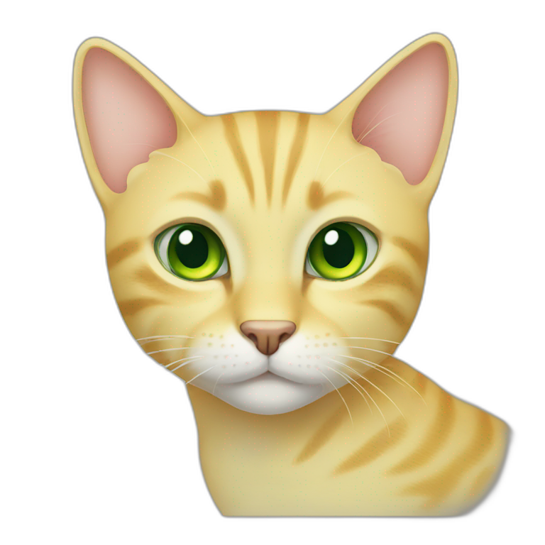 yellow shorthair cat with green eyes emoji